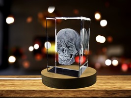 LED Base included | Human Skull 3D Engraved Crystal Novelty Decor - £31.59 GBP - £316.02 GBP