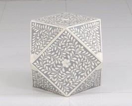 Beautiful, Handmade and unique Bone inlay in floral pattern wooden plant... - $680.00