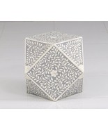 Beautiful, Handmade and unique Bone inlay in floral pattern wooden plant... - $680.00
