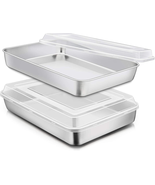 E-Far Stainless Steel Baking Pan with Lid, 12⅓ X 9¾ X 2 Inch Rectangle S... - $34.35