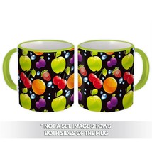 Cute Fruits : Gift Mug Child Pattern Apple Orange Strawberry Plum Kitchen Wall D - £12.75 GBP