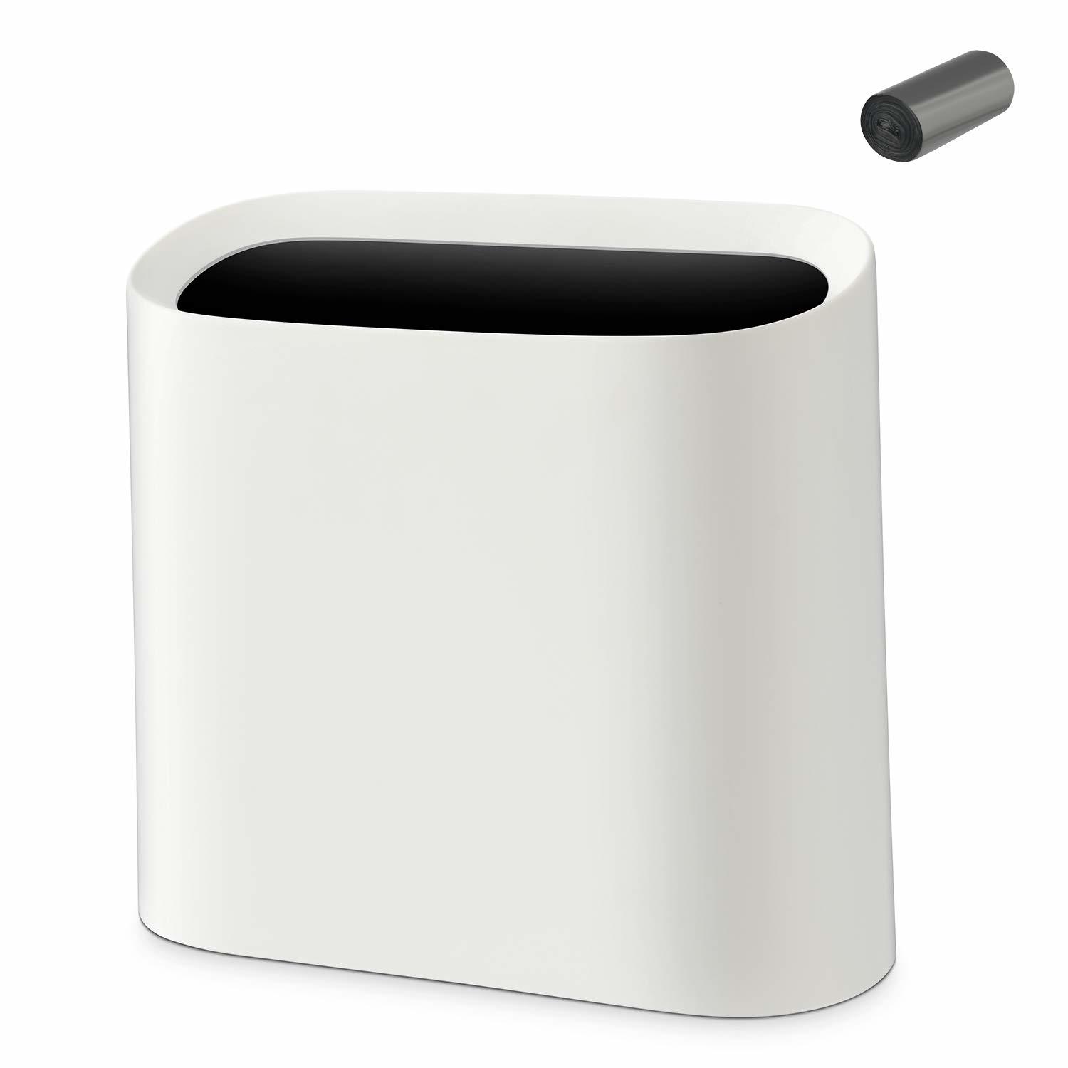 2.3 Gal Trash Can For Bathroom, Small Office Garbage Can For Kitchen, Slim Recta