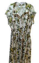 LulaRoe 2XL Stacie Dress Shirtdress Pockets Button Up cream green yellow... - $12.86