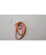 Mixed orange 3 metal loops costume handmade pendant necklace piece - £7.03 GBP