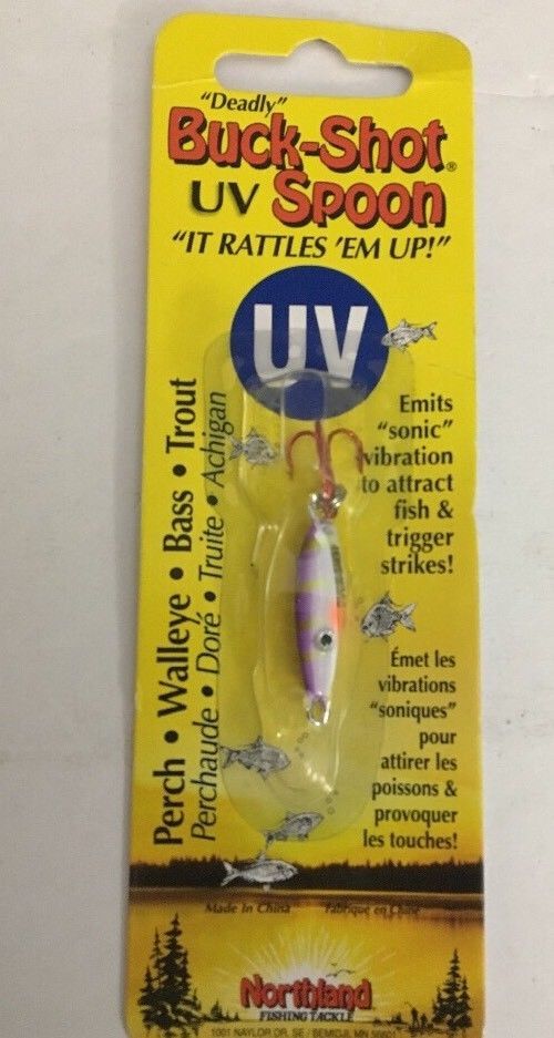 Northland Tackle BRUVS2-46 UV Buck Shot Rattle Spoon-Purple Tiger 1/16oz... - $7.80