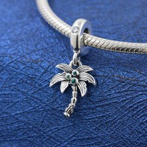 2021 Summer Release 925 Sterling Silver Palm Tree &amp; Coconuts Dangle Charm  - £14.11 GBP