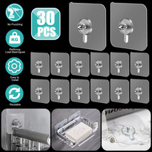 30Pcs Seamless Self Adhesive Hanging Nail Screw Stickers Punch-Free Wall Hook US - £16.77 GBP