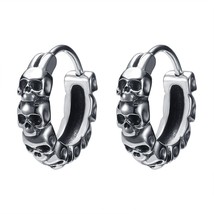 Punk rock round earrings fashion stainless steel ear ring skull surgical steel earrings thumb200