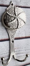 Silver Finish Victorian HAND CARVED SOLID BRASS Wall Coat Hat Hook Hange... - $18.99