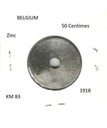 Belgium 50 Centimes, 1918, zinc, KM 83 $6 Cat. Val. - $4.11 CAD