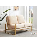 LeisureMod Jefferson Velvet Contemporary Gold Frame Modern Living Room L... - $1,306.34