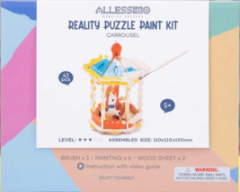 Allessimo Reality Puzzle Paint Kit Carousel 3D Wooden Model Toy STEM Art &amp; Craft - £9.94 GBP