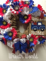 Home Sweet Home Wreath Americana Fourth Of July Decor New Handmade - £46.30 GBP
