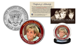 PRINCESS DIANA 20th Anniversary KENNEDY U.S. Half Dollar Coin - Red Rim ... - £7.45 GBP
