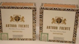 2 Wooden Cigar Boxes Arturo Fuente Dominican Republic 7&quot; empty collect c... - $11.85