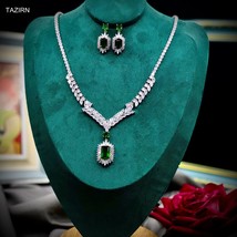 Classic 3A+ Cubic Zirconia Necklace Earrings Set Luxury CZ Jewelry Set Royal Que - £70.55 GBP
