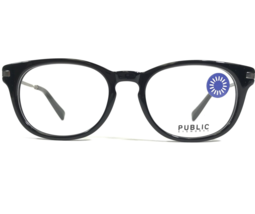 Public Eyeworks Eyeglasses Frames MEMPHIS-C01 Black Silver Round 49-18-145 - £40.46 GBP