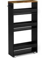 The Teamix 4-Tier Slim Storage Cart, A Rolling Laundry Cart On Wheels Fo... - $69.99