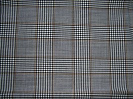 23″ X 60″ Italian White Black Tan Glen Plaid Super 120 Fabric Skirt Vest Trim - £11.51 GBP