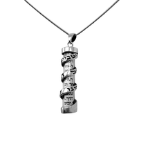 Silver Shema Israel Jewish Glass Pendant Amulet w/ Mezuzah Scroll 3.5cm/... - £35.06 GBP