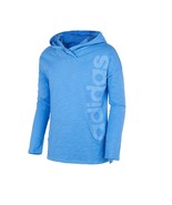 Adidas Big Girls M Blue Linear Logo Print Hi Lo Cotton Pullover Hoodie NWT - £13.22 GBP