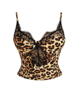 SXY Sexy Leopard Print Lace Patchwork Camisole Top,Summer For Women,Corset - $13.00