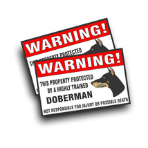 2X Warning Decal Sticker Trained DOBERMAN PINSCHER guard dog bumper window - £12.73 GBP