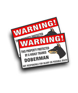 2X Warning Decal Sticker Trained DOBERMAN PINSCHER guard dog bumper window - £12.61 GBP