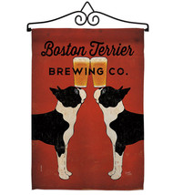 Boston Terrier Brewing Garden Flag Set Dog 13 X18.5 Double-Sided House Banner - £22.16 GBP