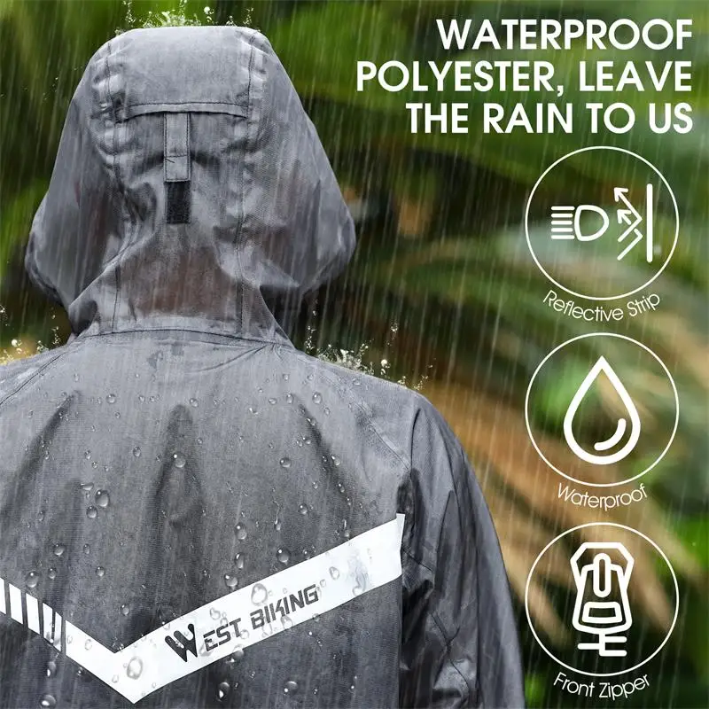 Sporting WEST BIKING Cycling Raincoat Waterproof Windproof Raincoat Reflective M - £42.36 GBP
