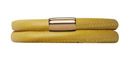 Endless Jewelry Genuine Leather Bracelet Yellow 36cm 12509-40 Gold Plated Lock F - £60.79 GBP