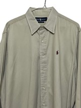 Ralph Lauren 100% Cotton Shirt Mens XL Beige Long Sleeve Button Down - $21.00