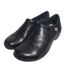 Clarks Womens Channing Ann Black Leather Slip On Shoes Size 5.5 8.5 - £36.36 GBP