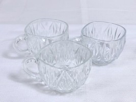 Lot of 3 Clear PUNCH CUPS - WILLIAMSPORT  HAZEL ATLAS Pressed Glass Repl... - £7.84 GBP