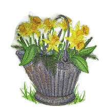 Custom and Unique Spring Blooms with Vase[ Pretty Pale Daffodil ] Embroi... - $19.30