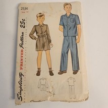 8 boys Simplicity vtg 1940s button shirt trousers pants 2 lengths sewing pattern - $13.55