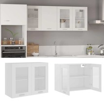 Hanging Glass Cabinet White 80x31x60 cm Engineered Wood - £42.49 GBP