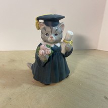 Kitty Cucumber Graduation 1987 B Shackman Schmid Roses Diploma Graduate Figurine - $12.83