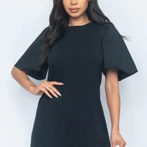 Black Elbow Sleeves Midi Dress - £31.92 GBP