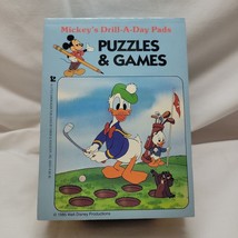 1985 Walt Disney Productions Mickey&#39;s Drill A Day Puzzles and Games Activity Pad - £15.74 GBP