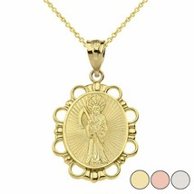 14K Solid Yellow Gold Santa Muerte Charm Pendant Necklace 16&quot; 18&quot; 20&quot; 22&quot; - £182.15 GBP+