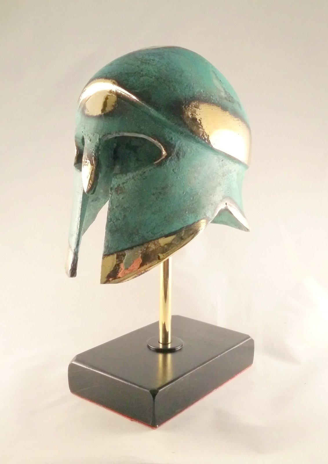 Primary image for Ancient Greek Bronze Museum Replica of Corinthian Helmet on a Marble Base (376-1