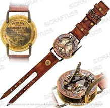 Personalized Brass Sundial Wristwatch - Gift For Son - Gift For Your Loved Ones - £22.05 GBP