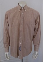 Tommy Hilfiger Size 16 34-35 Men&#39;s Brown Striped Long Sleeve Cotton Dres... - $7.92