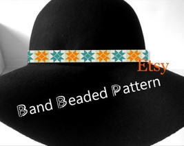 Hat Band Beaded Loom Pattern No.167 - Beading Belt Inspired Native Stars... - $3.00