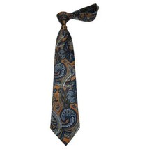 Men's 100% Silk Necktie By Bruno Piattelli Paisley Floral Fancy BP24 Peach Blue image 3
