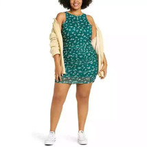 BP Ruched Mesh BODY-CON Sleeveless Green Kasey Floral Dress Size S Women... - $32.90