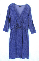 Lands End Dress Size 14 or Large Purple Chevron Print Wrap Style Pullover - £20.91 GBP