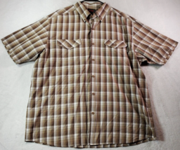 Wolverine Shirt Mens Size 2XL Brown Plaid 100% Cotton Short Sleeves Button Down - £14.06 GBP