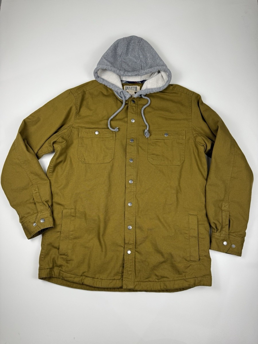 Duluth Trading Chore Coat Canvas Flannel Lined Hoodie Snap Button Mens S... - $44.99
